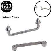 G23 Silver Cone Shaped Internal Thread Barbell 