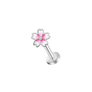 Pink Flower Labret Stud