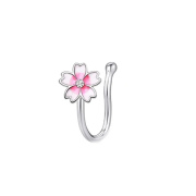 Pink Flower Nose Hoop 