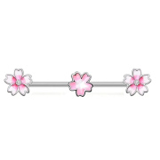 Pink Flower Industrial Barbell 